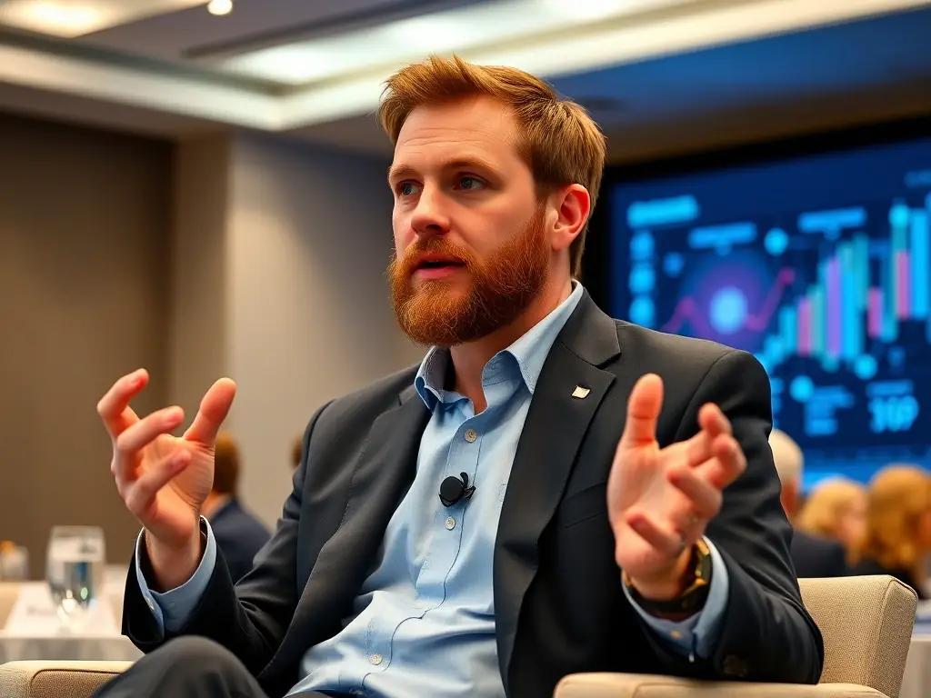 A dynamic image of Mr. Ben Carter, a cybersecurity expert, during a panel discussion, emphasizing his expertise and the interactive nature of the session.
